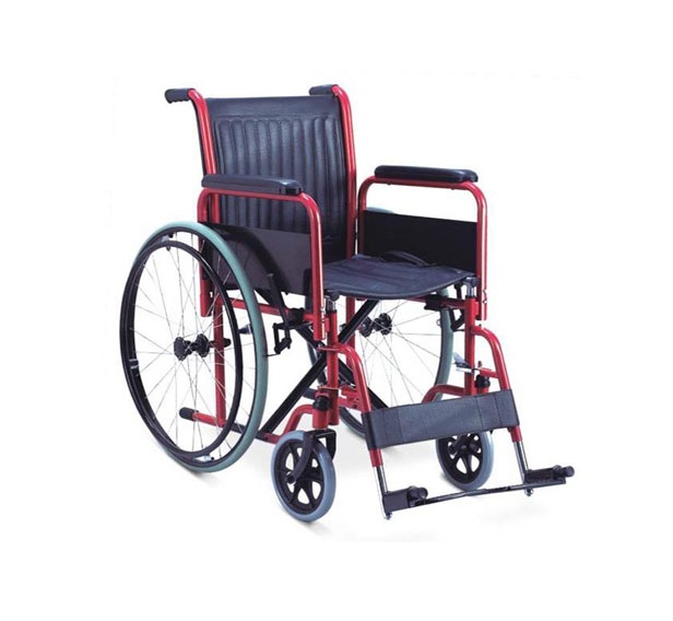 steel wheelchair with detachable armrests and footrests